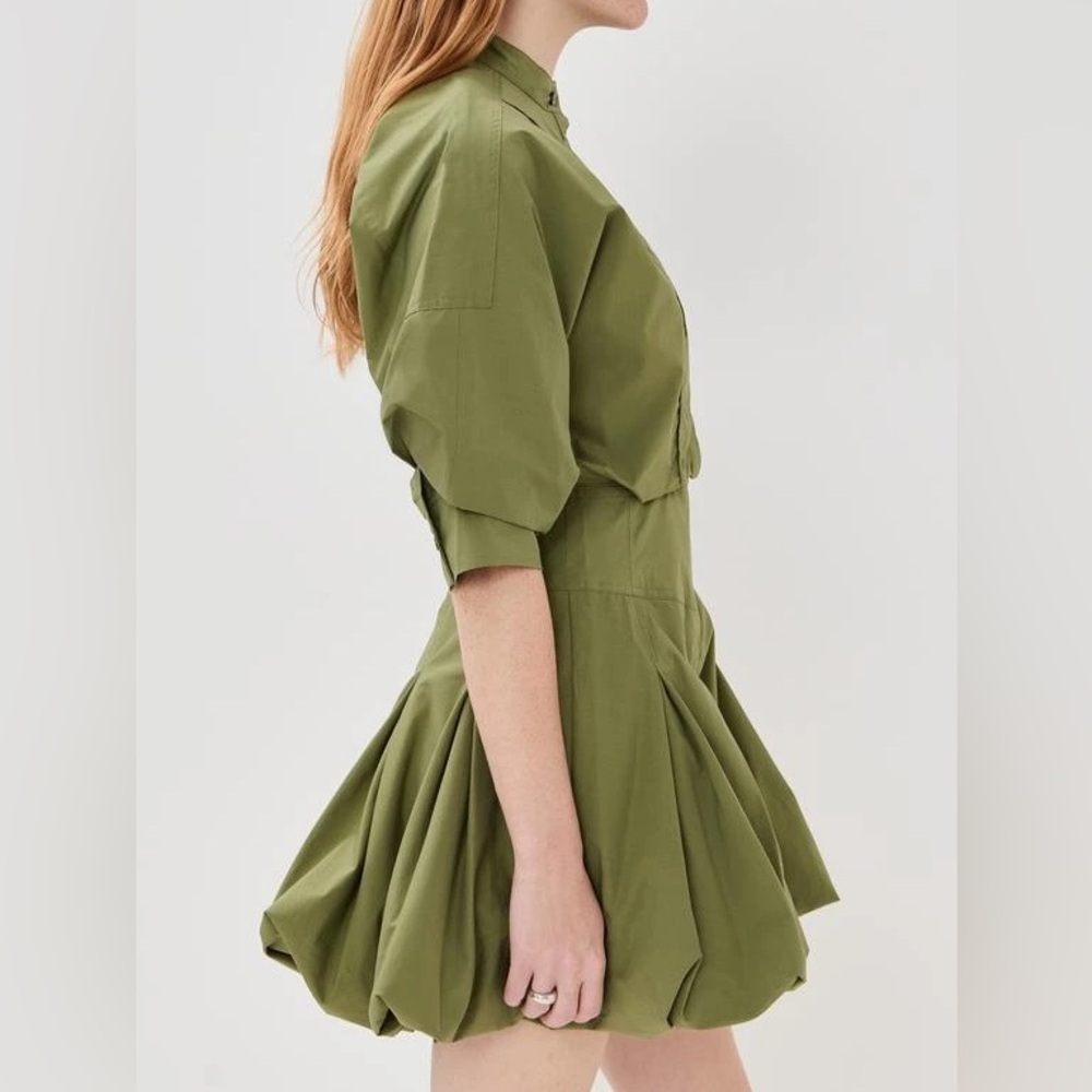 Simkhai Effie Bubble Mini Dress Olive Green Size 6 - Picture 5 of 13